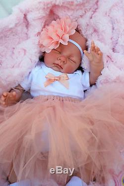 Reborn Baby Girl Doll Peach Tutu Sleeping Baby Sofia S144