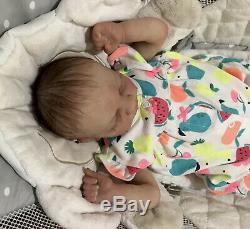 Reborn Baby Silicone Evanlee 4lbs 17in Full Limbs Painted/Rooted Hair