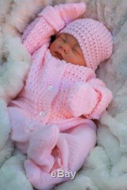 Reborn Doll Heavy Girl Fake Baby Bald Pink Knitted Outfit S 016