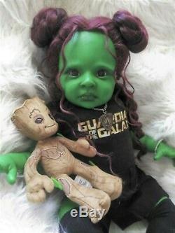 Reborn Fantasy Art Doll Baby Gamora 24'' OOAK, Ready to go Home