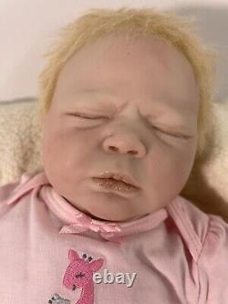 Reborn Hand Painted Vinyl Soft Bodied Infant Baby Girl Doll 5lb 12 oz blond hair