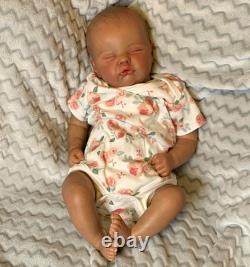 Reborn-Style Sleeping Baby Doll Eyes Closed Brown painted by me with GHP