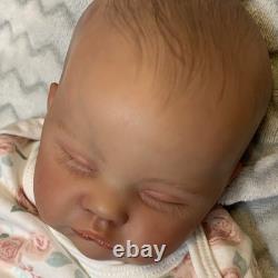 Reborn-Style Sleeping Baby Doll Eyes Closed Brown painted by me with GHP