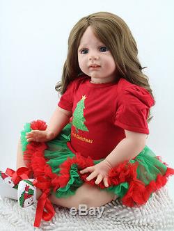 Reborn Toddler Baby Dolls 24'' Soft Vinyl Silicone Long Hair Doll Kids Xmas Gift