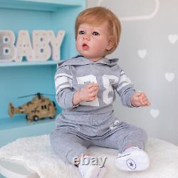 Reborn Toddler Dolls 28'' Silicone Vinyl Baby Realistic Boy Baby Gift Blue Eyes