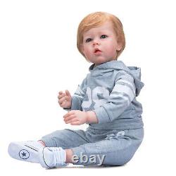 Reborn Toddler Dolls 28'' Silicone Vinyl Baby Realistic Boy Baby Gift Blue Eyes