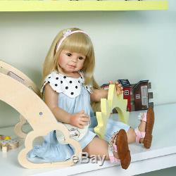 Reborn Toddler Girl Dolls Vinyl Full Body Realistic Long Hair Paseable Baby 28in