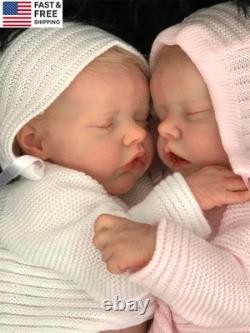 Reborn Twins Girls, 18 Inch Lifelike Reborn Baby Dolls Silicone Full Body Realis