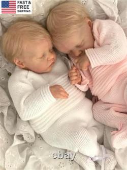 Reborn Twins Girls, 18 Inch Lifelike Reborn Baby Dolls Silicone Full Body Realis