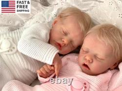 Reborn Twins Girls, 18 Inch Lifelike Reborn Baby Dolls Silicone Full Body Realis
