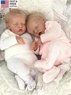 Reborn Twins Girls, 18 Inch Lifelike Reborn Baby Dolls Silicone Full Body Realis
