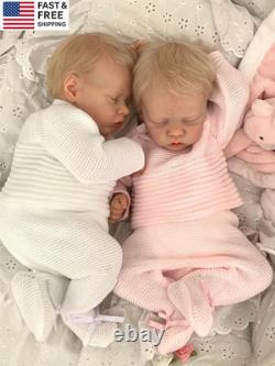 Reborn Twins Girls, 18 Inch Lifelike Reborn Baby Dolls Silicone Full Body Realis