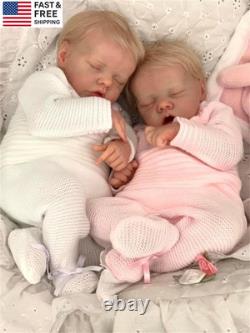 Reborn Twins Girls, 18 Inch Lifelike Reborn Baby Dolls Silicone Full Body Realis