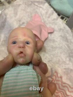 Reborn doll made of silicone. Mini baby newborn
