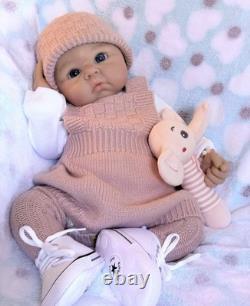 Silicone Reborn Baby Doll Girl Lifelike 19 Soft Floppy Squishy Newborn 7Lbs