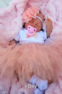 Stunning Reborn Baby Girl Doll Peach Tutu Sleeping Baby Sofia S144