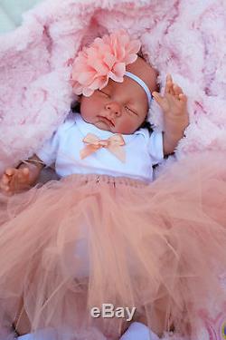 Stunning Reborn Baby Girl Doll Peach Tutu Sleeping Baby Sofia S144