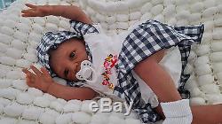 Sunbeambabies Ethnic Kyra Aa Reborn Doll Soft Silicone Vinyl Baby Painted Hair