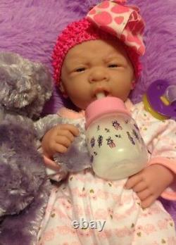 Sweet Cute Baby Girl! Berenguer Lifelike Reborn Preemie 14 Pacifier Bottle ++