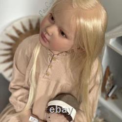 Toddler Reborn Doll 40in Huge Kits Painted Girl Hand-Rooted Blonde Hair DIY Gift