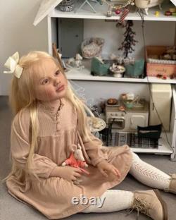 Toddler Reborn Doll 40in Huge Kits Painted Girl Hand-Rooted Blonde Hair DIY Gift