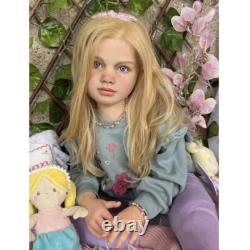 Toddler Reborn Doll 40in Huge Kits Painted Girl Hand-Rooted Blonde Hair DIY Gift