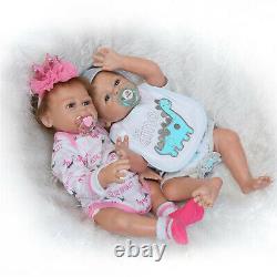 Twins Anatomically Correct Boy and Girl Reborn Baby Dolls Full Body Silicone 20