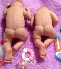 Twins So Cute! Reborn First Tears Boy And Girl W Pacifiers/bottles Preemie Dolls