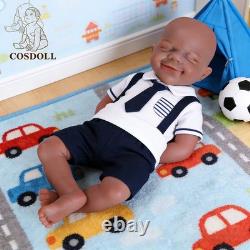 US On Sale 18 Full Body Platinum Silicone Reborn Baby Dolls Newborn Boy #Brown