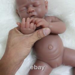 Unpainted Brown Sleeping Girl 17Soft Full Silicone Lifelike Reborn Baby Doll