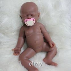 Unpainted Brown Sleeping Girl 17Soft Full Silicone Lifelike Reborn Baby Doll