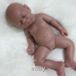 Unpainted Brown Sleeping Girl 17Soft Full Silicone Lifelike Reborn Baby Doll