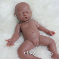 Unpainted Brown Sleeping Girl 17Soft Full Silicone Lifelike Reborn Baby Doll