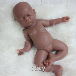 Unpainted Brown Sleeping Girl 17Soft Full Silicone Lifelike Reborn Baby Doll