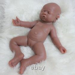 Unpainted Brown Sleeping Girl 17Soft Full Silicone Lifelike Reborn Baby Doll