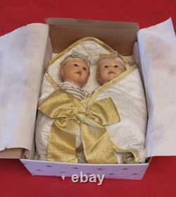 Vintage Ashton-Drake Silver and Gold Twins TrueTouch Baby Girl Doll Set WithCOA