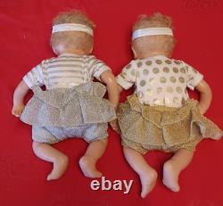 Vintage Ashton-Drake Silver and Gold Twins TrueTouch Baby Girl Doll Set WithCOA