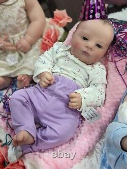 WILLIAMS NURSERY Reborn Baby GIRL Newborn Doll 19 Realborn Lavender Awake COA