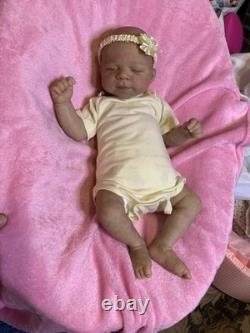 Weighted Reborn Baby Girl Doll Eyes Closed Bald Vinyl Cloth Hand Painted by Me