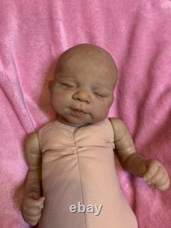 Weighted Reborn Baby Girl Doll Eyes Closed Bald Vinyl Cloth Hand Painted by Me