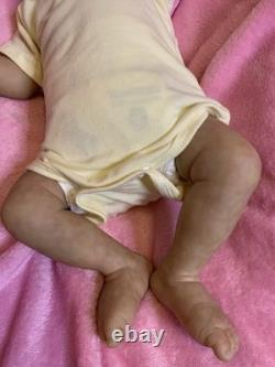 Weighted Reborn Baby Girl Doll Eyes Closed Bald Vinyl Cloth Hand Painted by Me