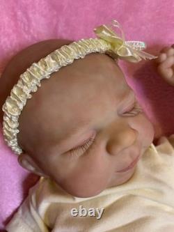 Weighted Reborn Baby Girl Doll Eyes Closed Bald Vinyl Cloth Hand Painted by Me