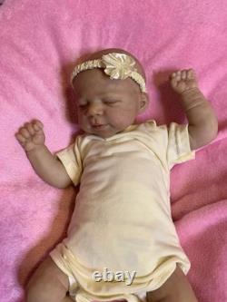 Weighted Reborn Baby Girl Doll Eyes Closed Bald Vinyl Cloth Hand Painted by Me