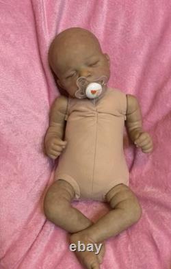 Weighted Reborn Baby Girl Doll Eyes Closed Bald Vinyl Cloth Hand Painted by Me
